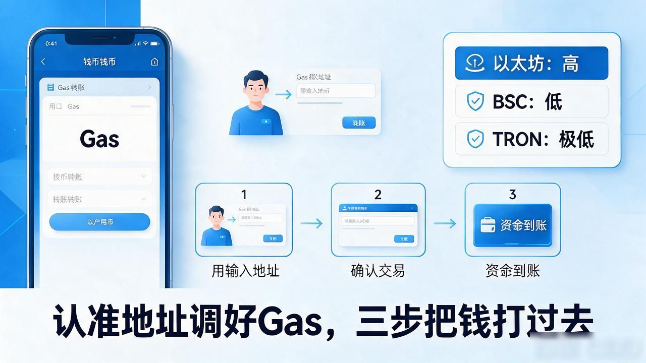 数字货币转账怎么转？认准地址调好Gas，三步把钱打过去
